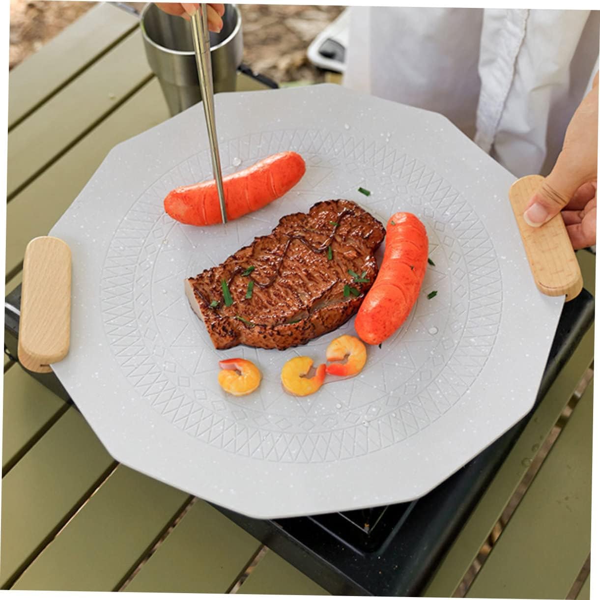 Cabilock Grilling Tray for Outdoor Grill Portable Bbq Pan Nonstick Baking Tray Great for Camping Barbecue
