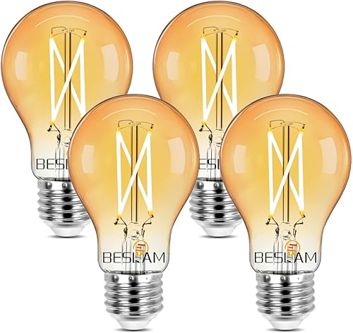 Bombillas Edison A19 vintage regulables, bombillas de filamento LED Edison Classic con base E26, 8 W equivalentes a 70 W, 800 lúmenes, bombillas de