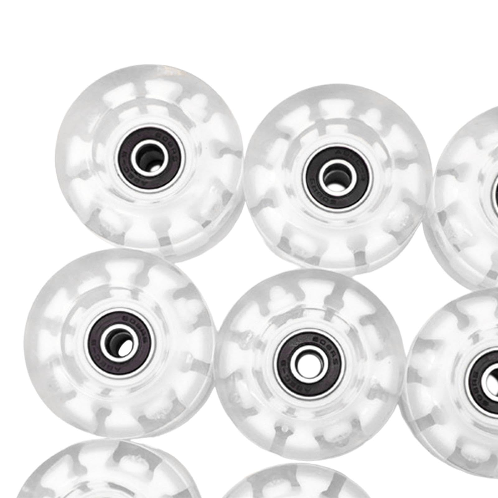 8 Pièces Roues de Skateboard Roues de Roller Roues Roulements Intégrés LED Remplacement Longboard PU Conviennent à Patinage sur Parc Cad