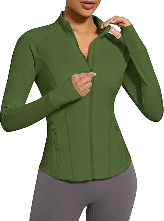 VUTRU Womens Zip Up Cropped Workout Jacket Super Slim Fit Yoga Jackets Lightweight Running Athletic Jacket with Thumb Holes