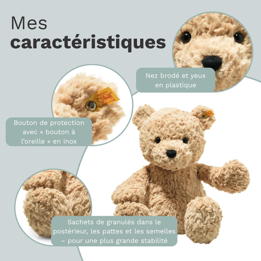 Steiff Ours Teddy Jimmy, Adorable Peluche, Enfants, Garçons et Filles, Friends, 40 cm, Marron Clair, 113512