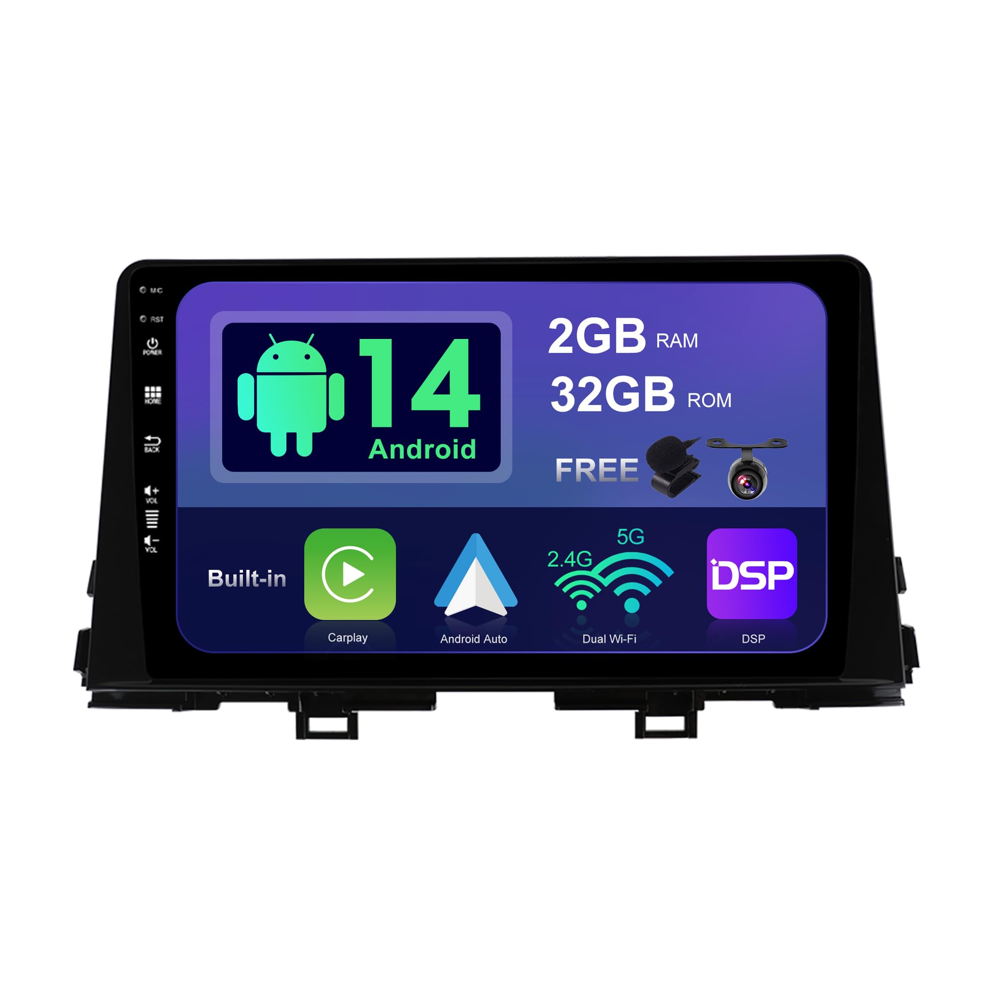SXAUTO Android 14 IPS Autoradio Per KIA Morning Picanto (2017-2020) - 2G+32G - Senza fili Carplay & Android Auto - GRATUITI Telecamera - DAB Fast-boot Volante Split-Screen Bluetooth - 2 Din 9 Pollici