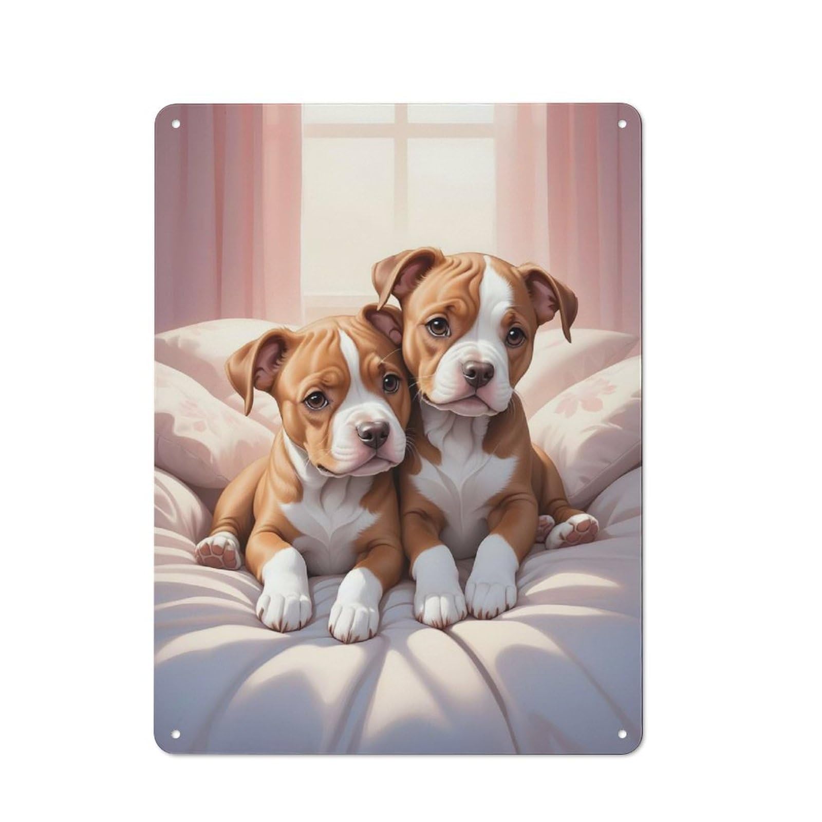 Pitbull Puppies Classic Metal Wall Decor 40x30cm, Metal Wall Plaque for Office, Study, Studio Or Hallway