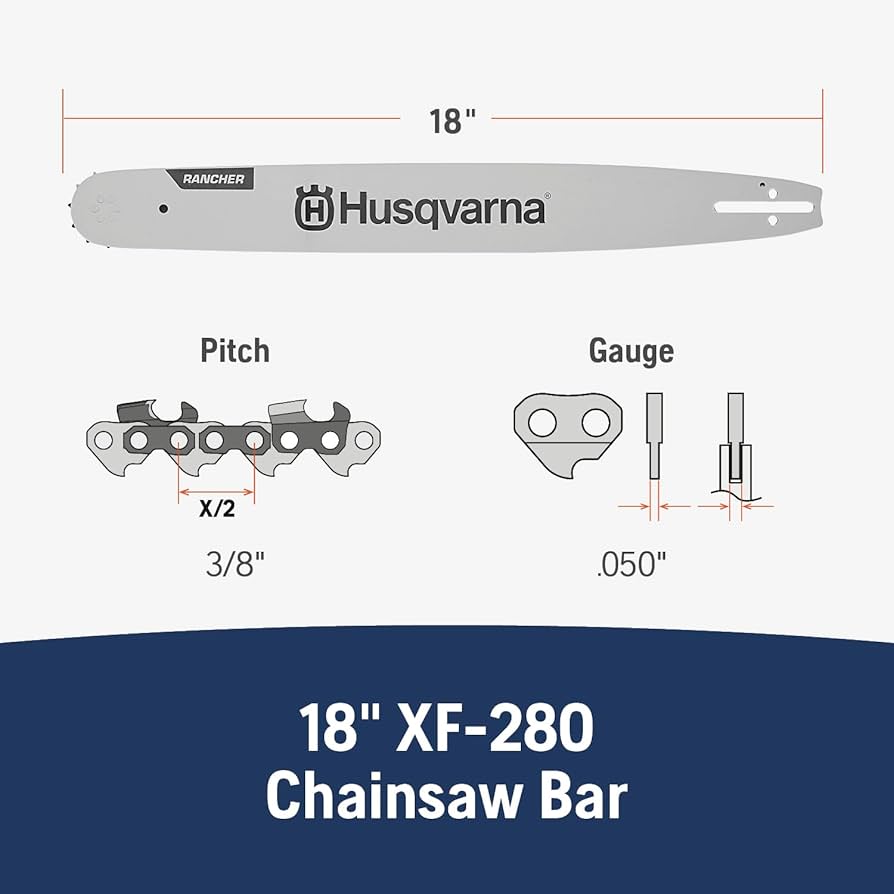 Husqvarna 18 Inch Rancher Chainsaw Bar, 3/8