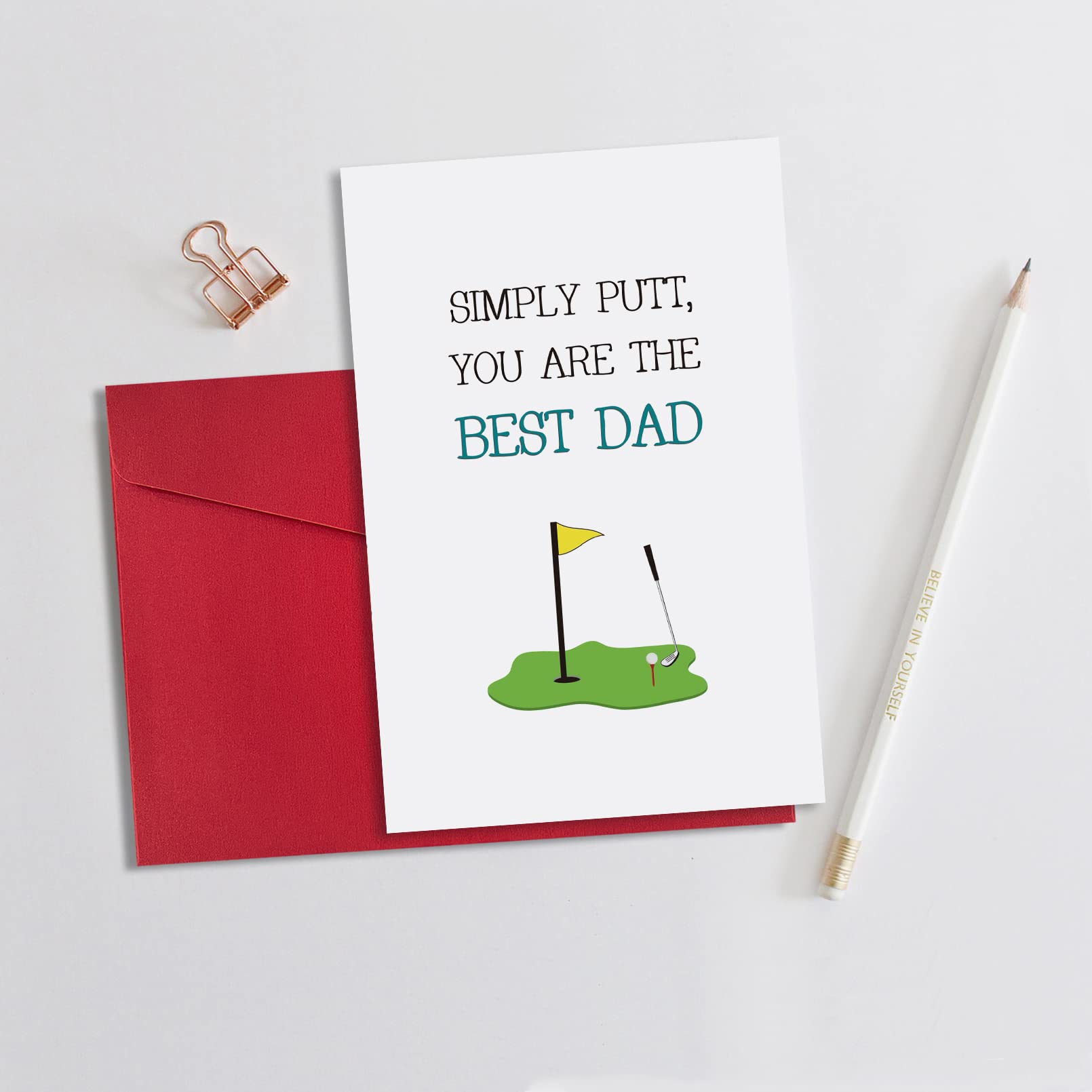 Amazon Com Funny Father S Day Card For Him Golf Birthday Day Card For Dad Simply Putt You Are The Best Dad Card From Son Daughter Office Products