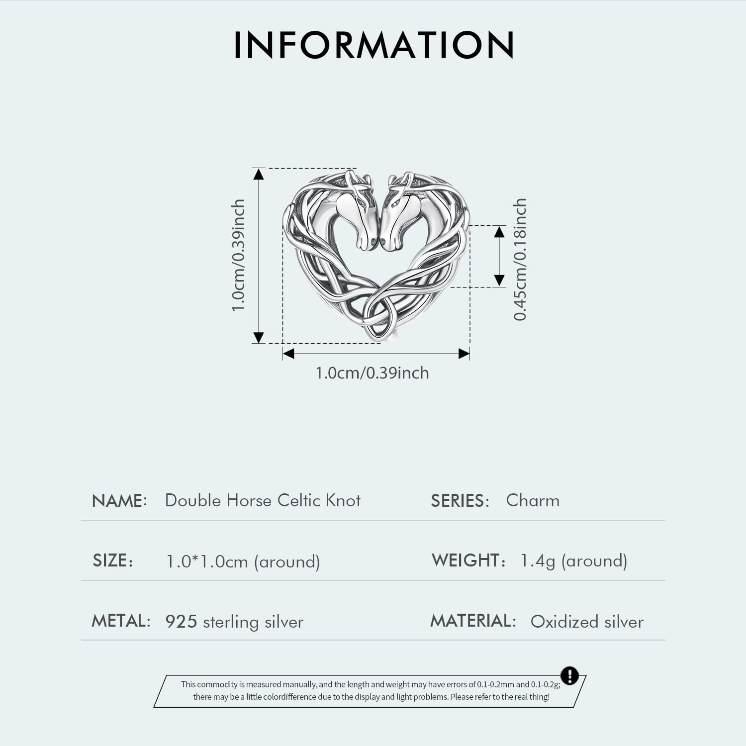 Twins Horse Celtic Knot Charms 925 Sterling Silver Infinite Love Heart Bead Fits Pandora Bracelet for Women - Image 3