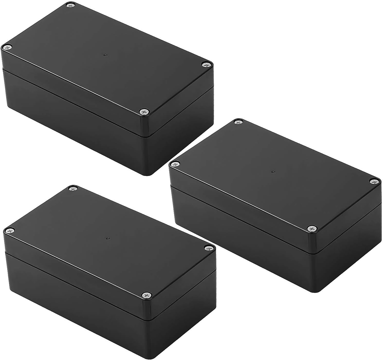 3Pack Waterproof Plastic Project Box, IP65 Outdoor Electrical Box, Black Electronic Junction box Enclosure, 6.2 x 3.54 x 2.3 inch (158 x 90 x 60 mm)