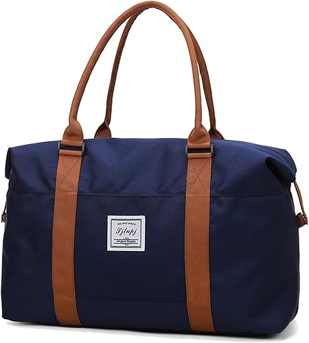 Bolsa de viaje para mujer, bolsa de hombro para fin de semana, bolsa de deporte, gimnasio, bolsa de mano, impermeable, Y-azul