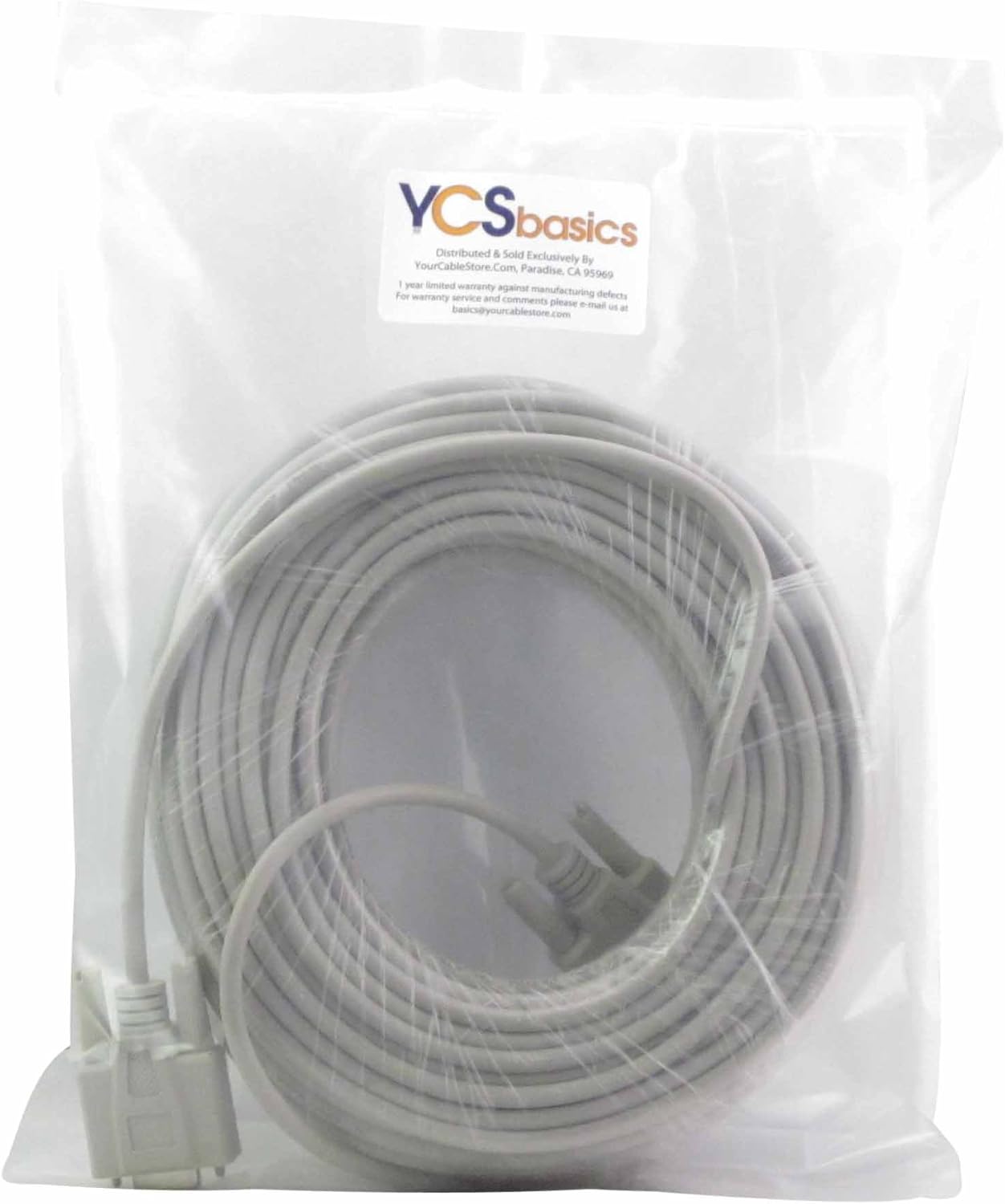 YCS basics 100 Foot DB9 9 Pin Serial / RS232 Male/Female Extension Cable