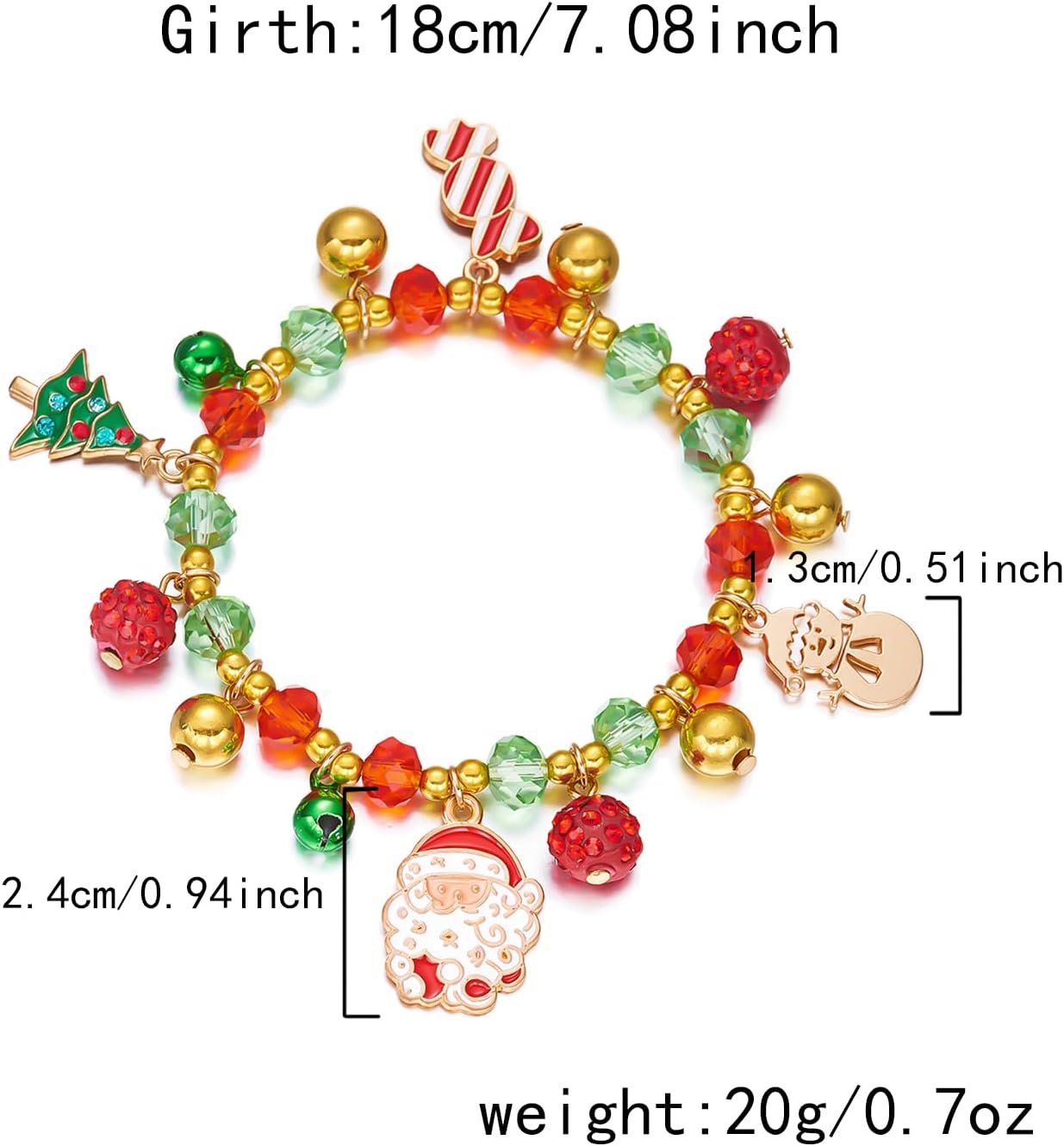 Christmas Stretch Bracelet for Women Girls, Alloy Bead Santa Snowman Tree Charm Beaded Bracelet, Christmas Jewelry Gift for Holiday Party - Image 6