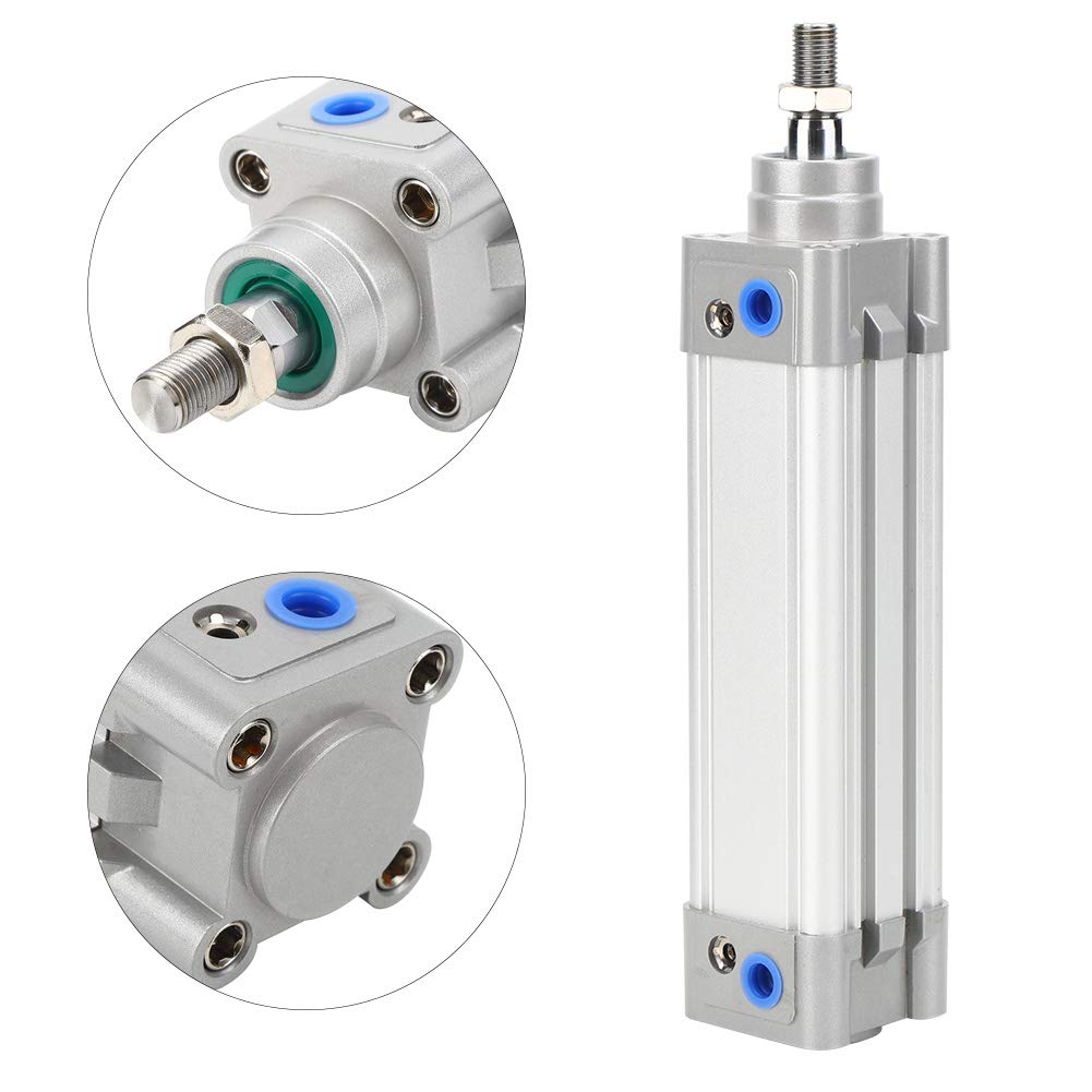 Aramox Cilindro de Aire Neumático DNC40 Cilindro de Aire de Aleación de Aluminio Diámetro de 40 Mm M12 × 1,25 Rosca de Varilla Amortiguador Ajustable para Equipos de Automatización y Componentes