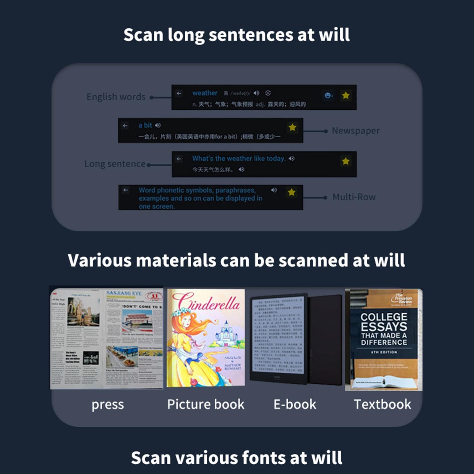 Stylo traducteur, stylo de traduction électronique | Lecteur de numérisation à stylo traducteur électronique 112 langues - Stylo intelligent portable, traducteur vocal instantané pour une traduction r