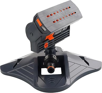 Adjustable 16-Nozzle Oscillating Sprinkler with Dual-Zone Water, 16-Hole Automatic Rocking Irrigation System, Turbo Orbit Mist Sprinklers for Lawn Yard Garden Orange