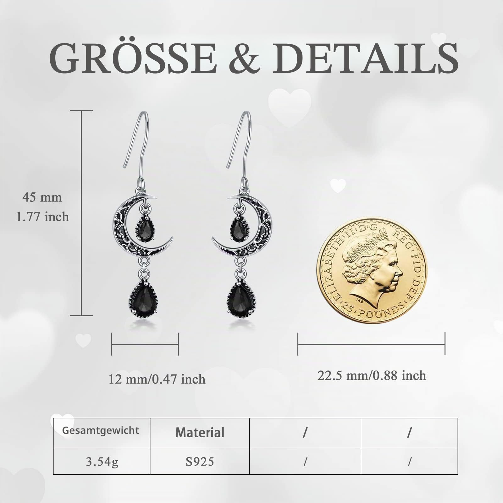 VONALA Silber 925 Hängend Keltische Ohrringe, Grün/Rot/Lila Mond-Ohrringe, Sterling Silber Keltischer Schmuck Geschenke für Damen und Mädchen