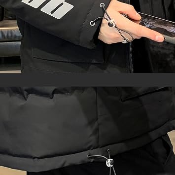 Men's Polyester Jacket Warm Hooded Thick Cotton Coat Male Overcoat Thermal Winter Water Resistant Parka