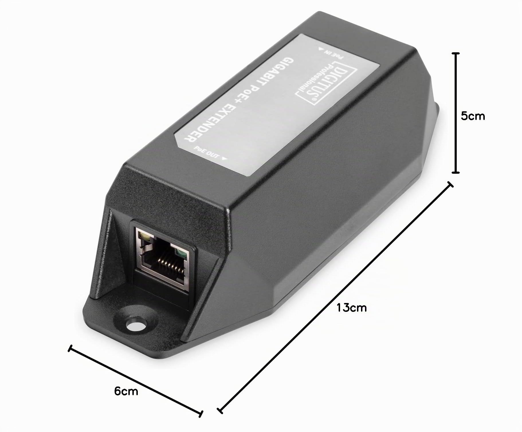 DIGITUS PoE+ Repeater – Potenza PoE 22 W – Portata 100 m – Cascata fino a 500 m di portata totale (4 dispositivi) – Power over Ethernet IEEE802.3af e IEEE802.3at – Nero