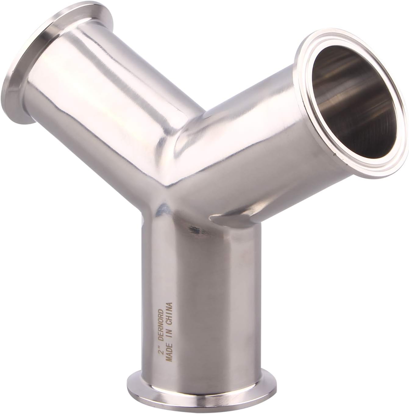 DERNORD Tri Clamp Wye Clamp End True Y Type Cross Tee Tube Stainless Steel 304 Three Way Elbow 2 Inch Pipe OD