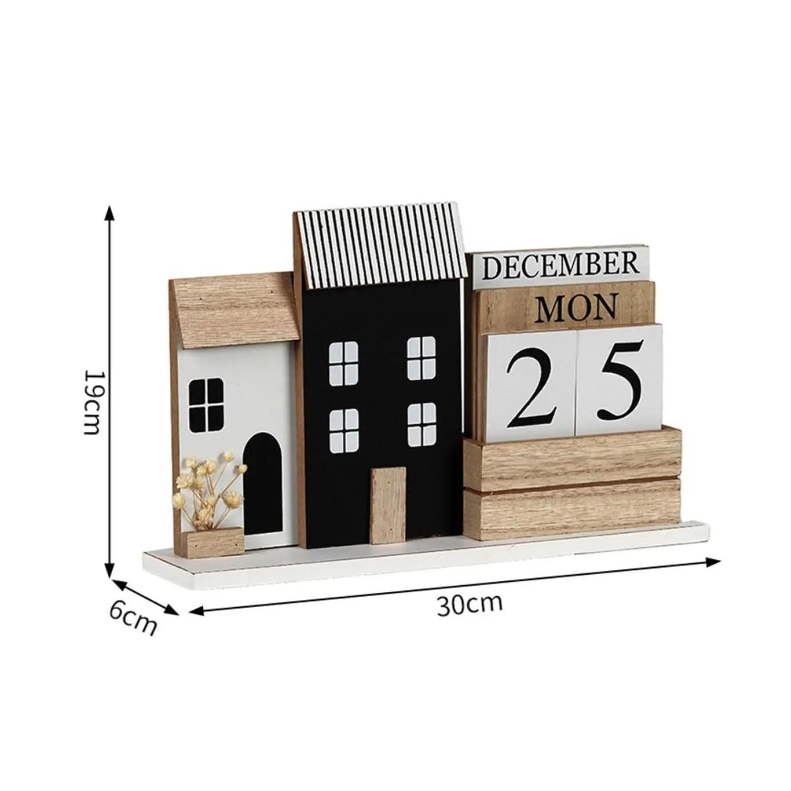 Tisch Dauerkalender aus Holz Kalenderrahmen Ornamente Tischdekoration, Holz Schreibtischkalender Holzkalender for Festival, DIY für Home Büro Dekoration