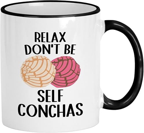 Casitika Regalos Conchas Pan Dulce. Taza de 11 onzas Dont Be Self Conchas. Divertida taza mexicana de concha. Idea de regalo para mamá latina o Tia