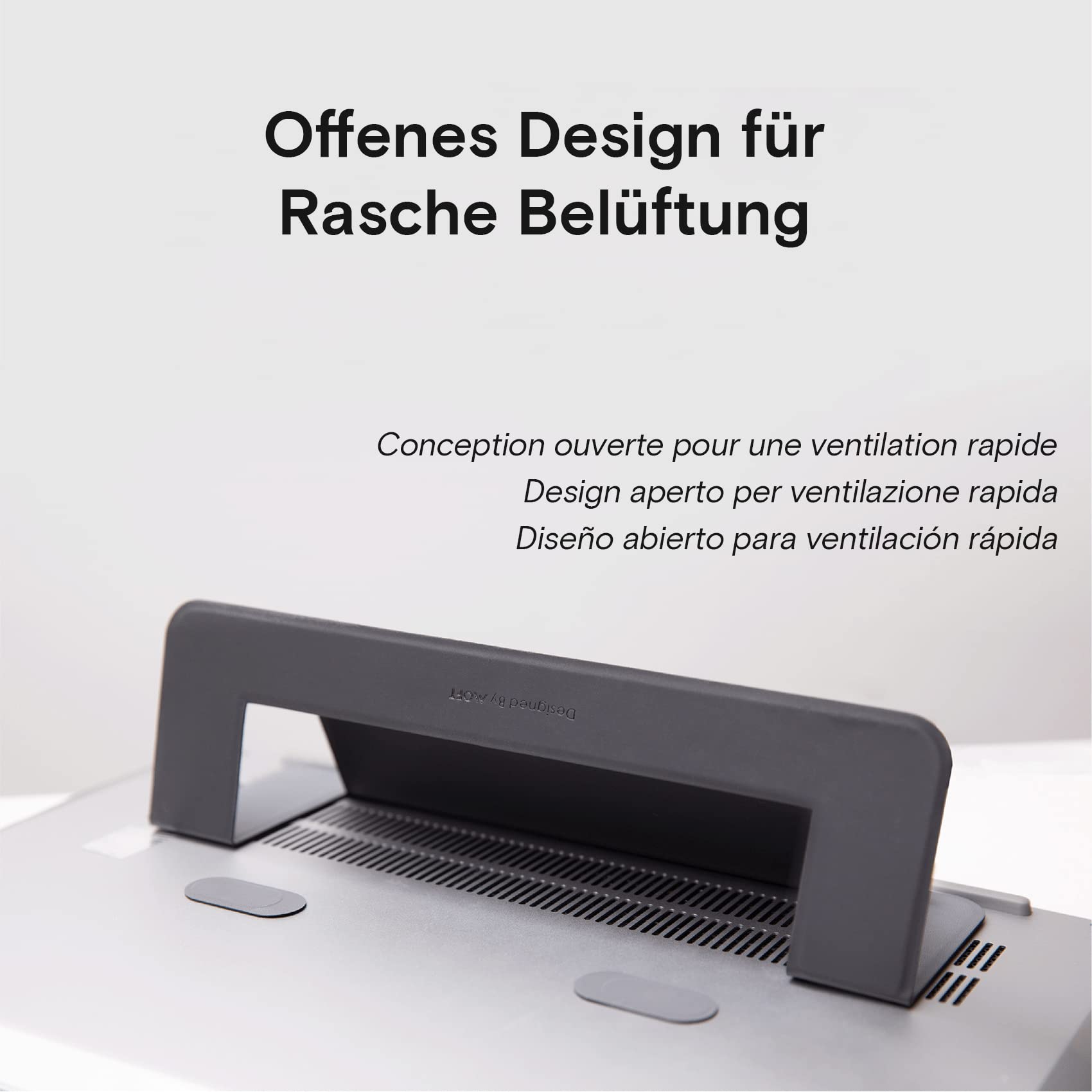 MOFT Invisible Airflow Supporto per laptop con design aperto per dissipazione del calore, doppio angolo regolabile, riutilizzabile e senza residui, compatibile con laptop fino a 16 pollici (nero)