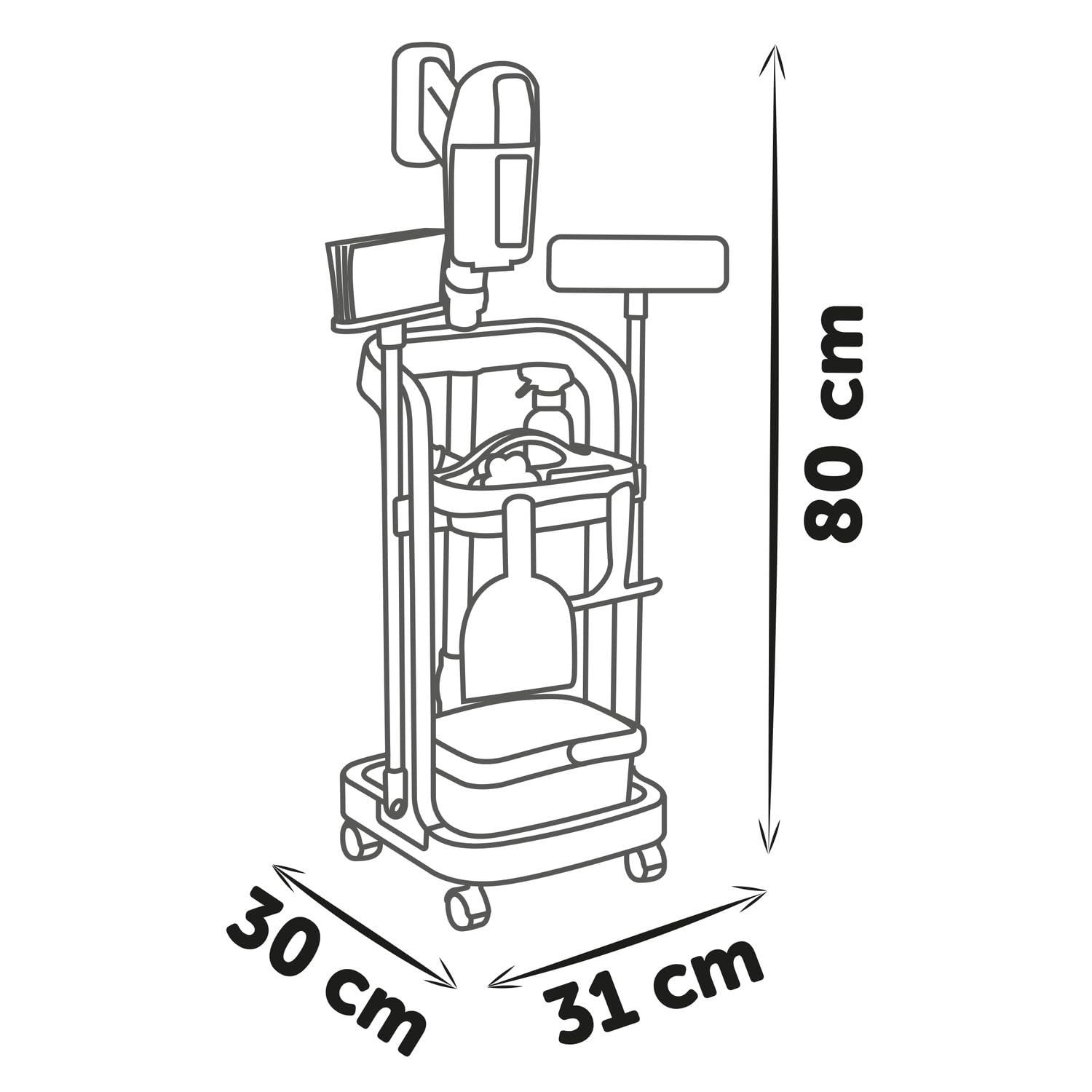 Smoby - Carrello per Le Pulizie Rowenta + aspirapolvere a Bastone - con Suoni realistici - 10 Accessori Inclusi - Ruote multidirezionali - età 3+