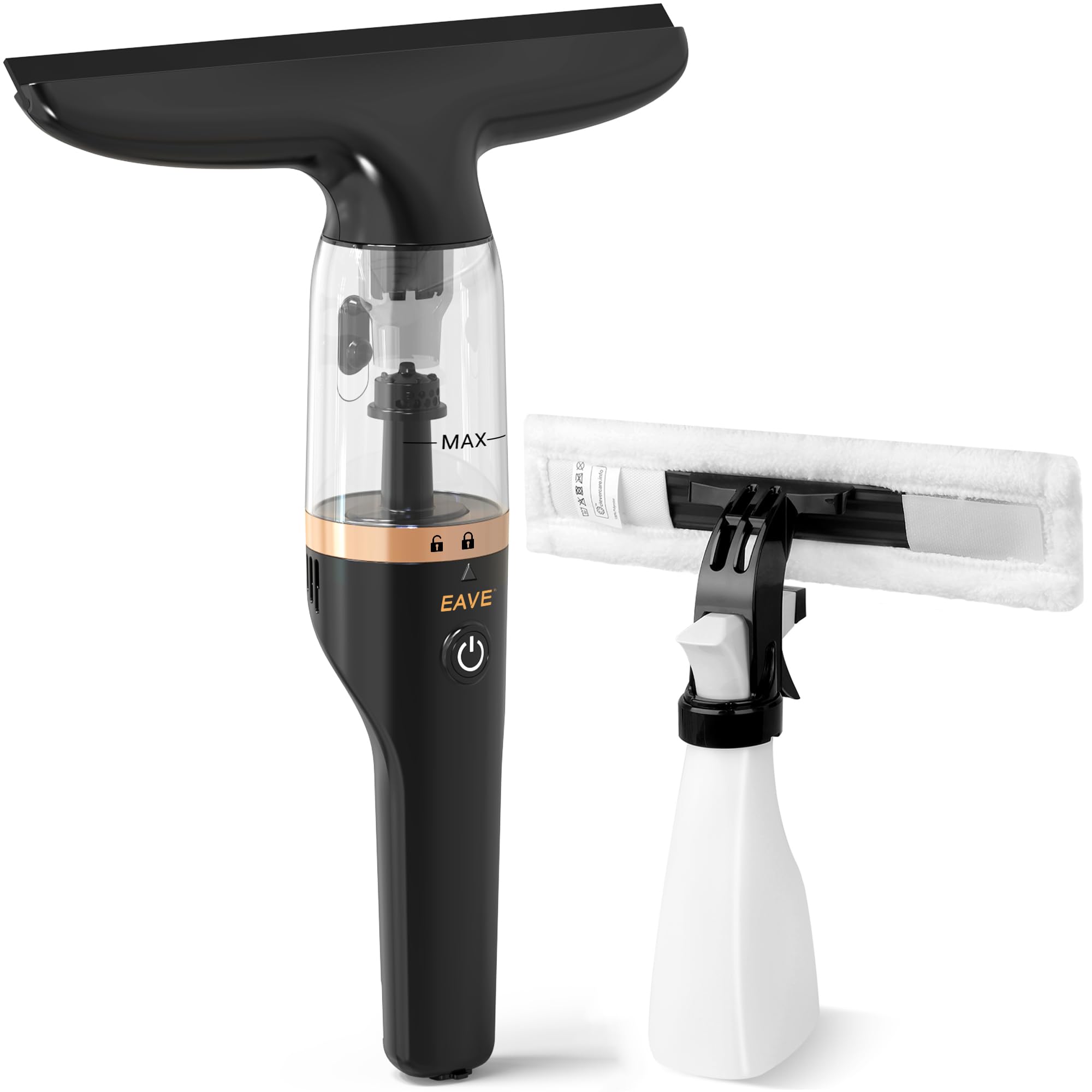 Nettoyeur de Vitres Aspirateur de fenêtre rechargeable - Kit de nettoyage électrique pour vitres - Réservoir d'eau de 60 ml Aspirateur de fenêtre sans Fil avec vaporisateur (noir)