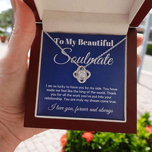 Miniatura 7 de to My Soulmate Love Knot Necklace - My Lovely Wife Gifts for Girlfriend Romantic Gifts for Her from Husband to Wife Valentines Day for Wife WF9
