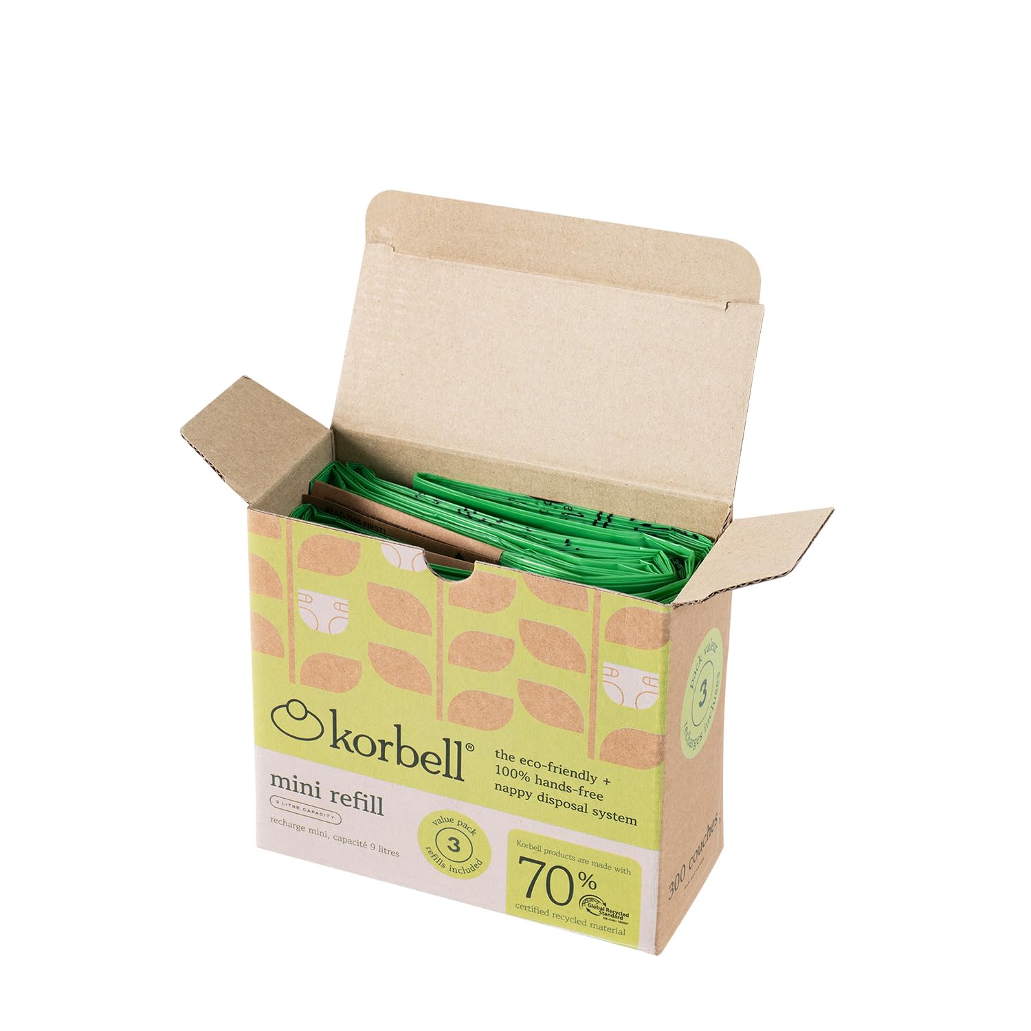 Korbell - Ricarica pattumiera per pannolini Korbell Mini 9 L ecologica