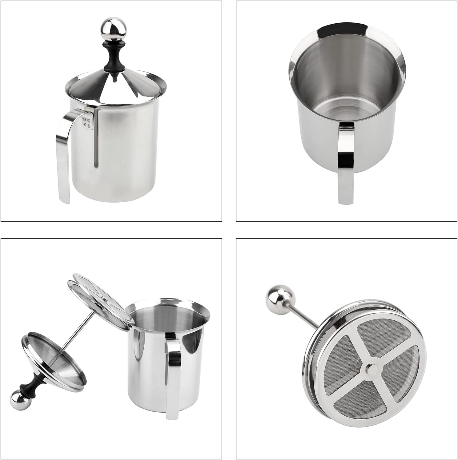 Manueller Milchaufschäumer 800ML - Edelstahl Milchschäumer Für Cappuccino & Latte