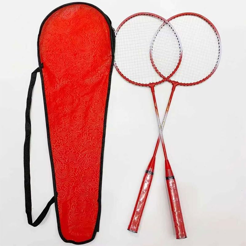 Badminton Racket with Racket Bag Iron Alloy Primary Training Racket(Purple)