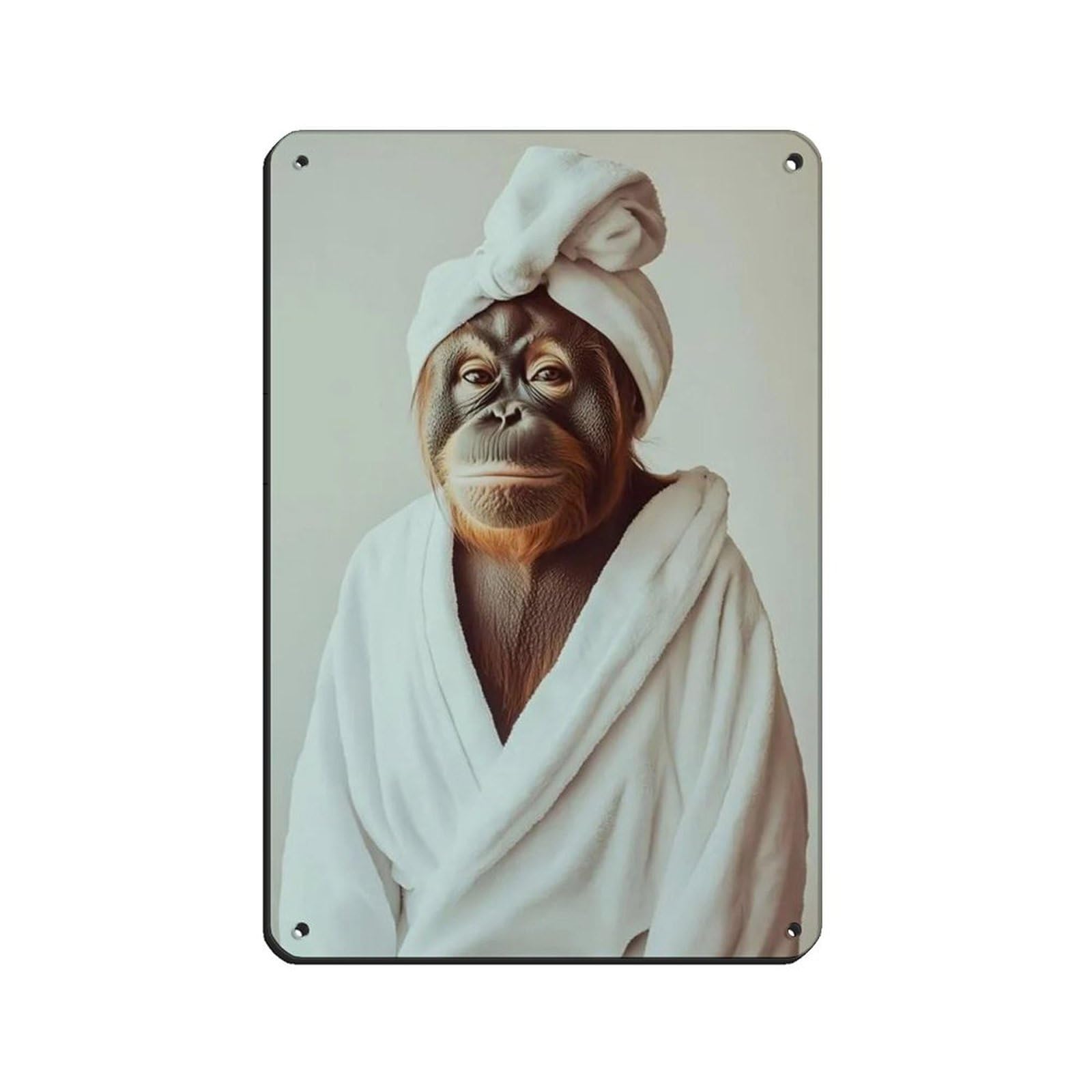 Orangutan Ape Wearing Bathrobe Tin Sign Vintage Metal Pub Club Cafe Bar Home Wall Art Decoration Poster Retro 8x12inch(20x30cm)