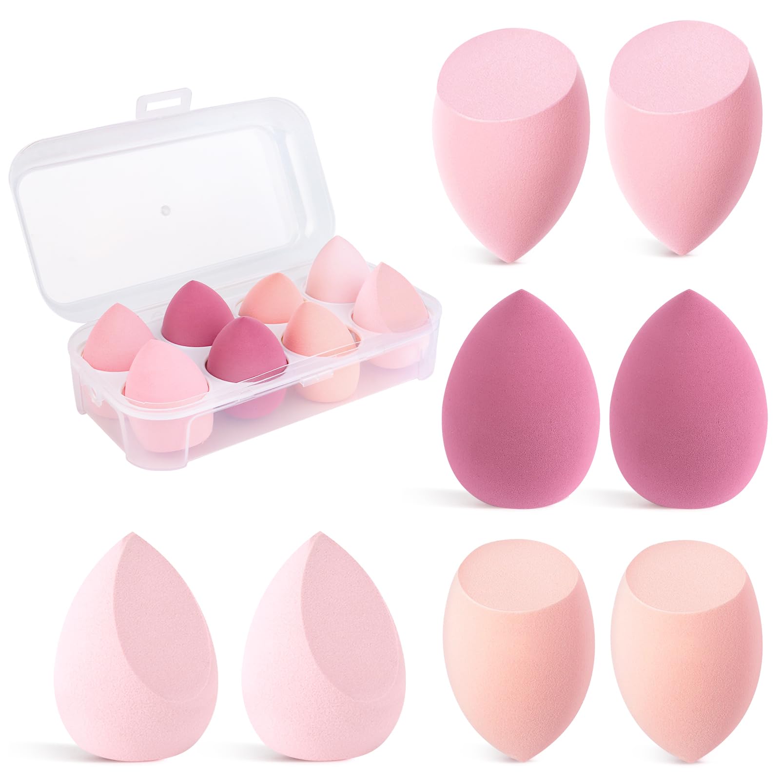 Esponja Maquillaje, 8 Piezas Esponjas Desmaquillantes, Húmedo y Seco, 4 Colores Beauty Blender, Esponjas de Maquillaje Para Base de Maquillaje, para la Mayoría de Cosméticos