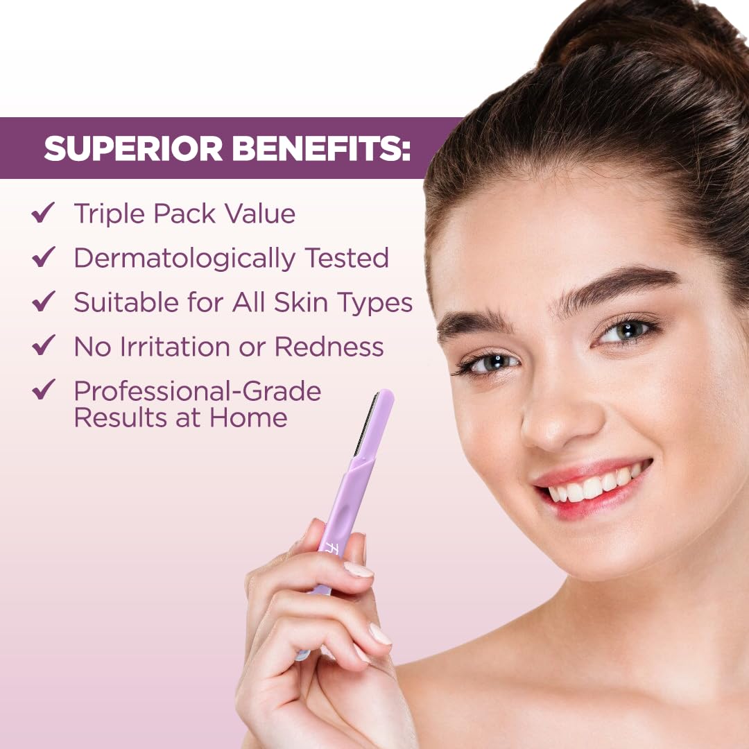 Floren Dual Facial Razor for Women, 3ct | Face razor, Eyebrow Razor, Dermaplaning Tool, Womens Face Razor, Peach Fuzz Remover, German Blade Razor, Hair Removal Tool