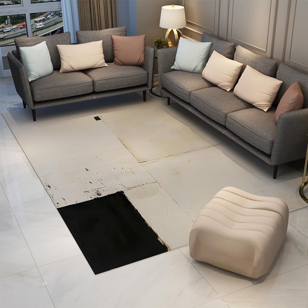 Tapis doux et antidérapant blanc lavable 120x150cm de zone