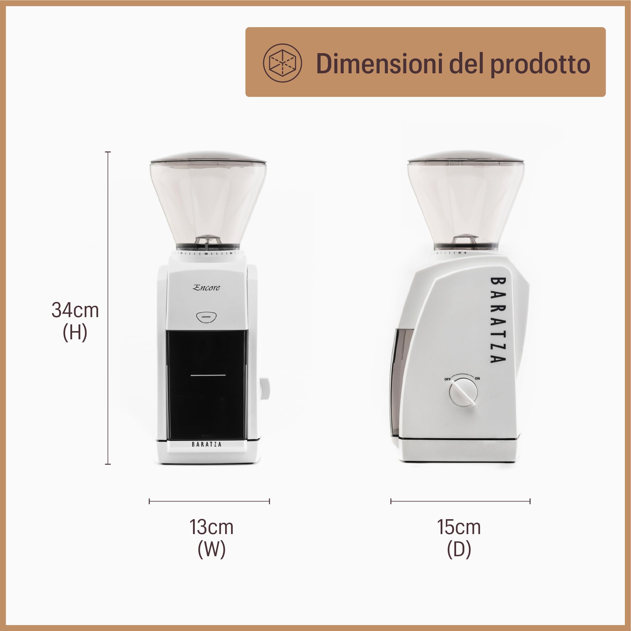 Baratza - Macinacaffè Encore 230V - Elettrodomestici per la Casa, Macina Caffè Elettrico per Caffè in Grani - Grinder con 40 Regolazioni, Nero