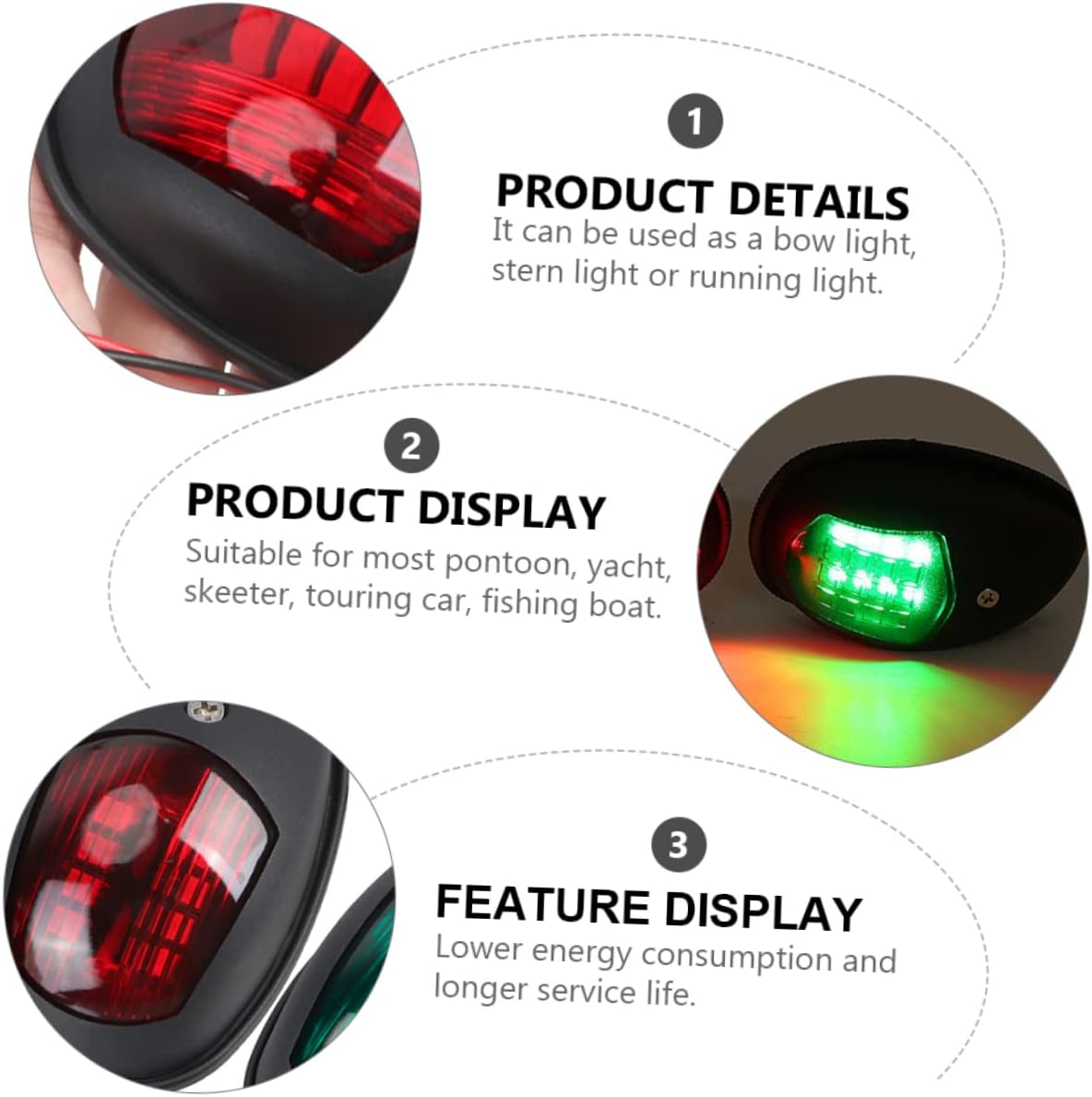 2pcs Boat Navigation Lamp Led Lights for Boats Led Lights Lamp Yacht Bow
