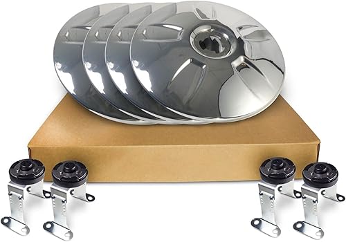 Miniatura 2 de TORQUE Juego de tapas de rueda aerodinámicas cromadas aerodinámicas de 22.5 pulgadas para remolque de tractor semirremolque, giro y bloqueo,