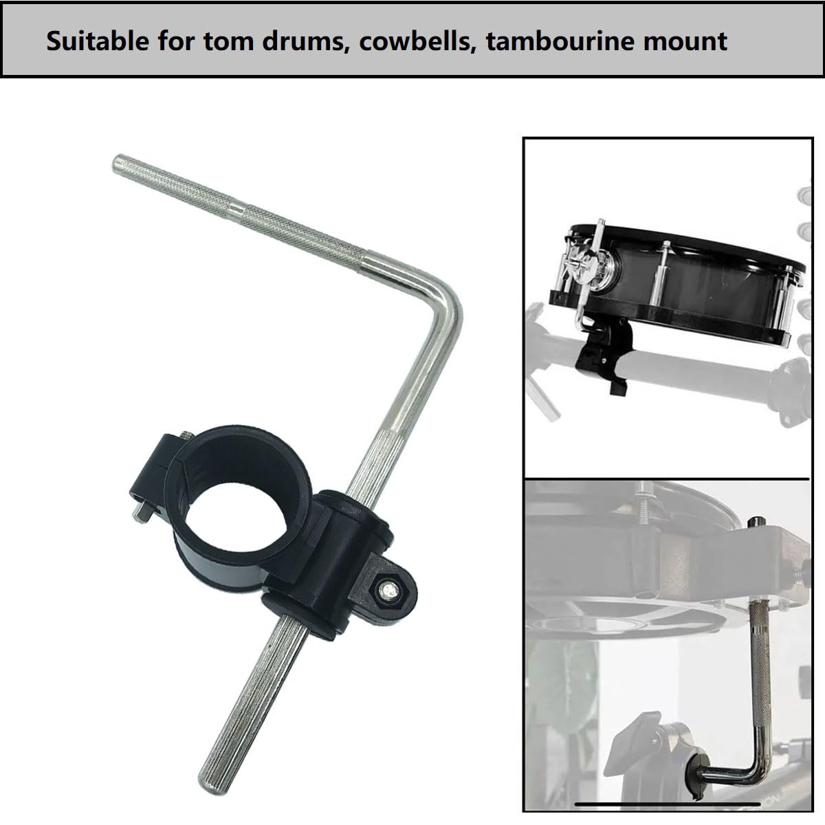 TUOREN Electronic Drum Rack Mounting Clamp with 8.5mm-10mm L-Rod, 1.45inch Drum Rack T Clamp Drum Rack Tube Clip Bracket for Electronic Drum Kit Tom Drum Snare Drum Pad Mount