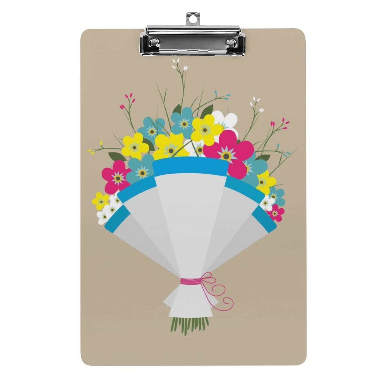 Porte bloc A4 pince profil bas et motif fleurs durable - 8