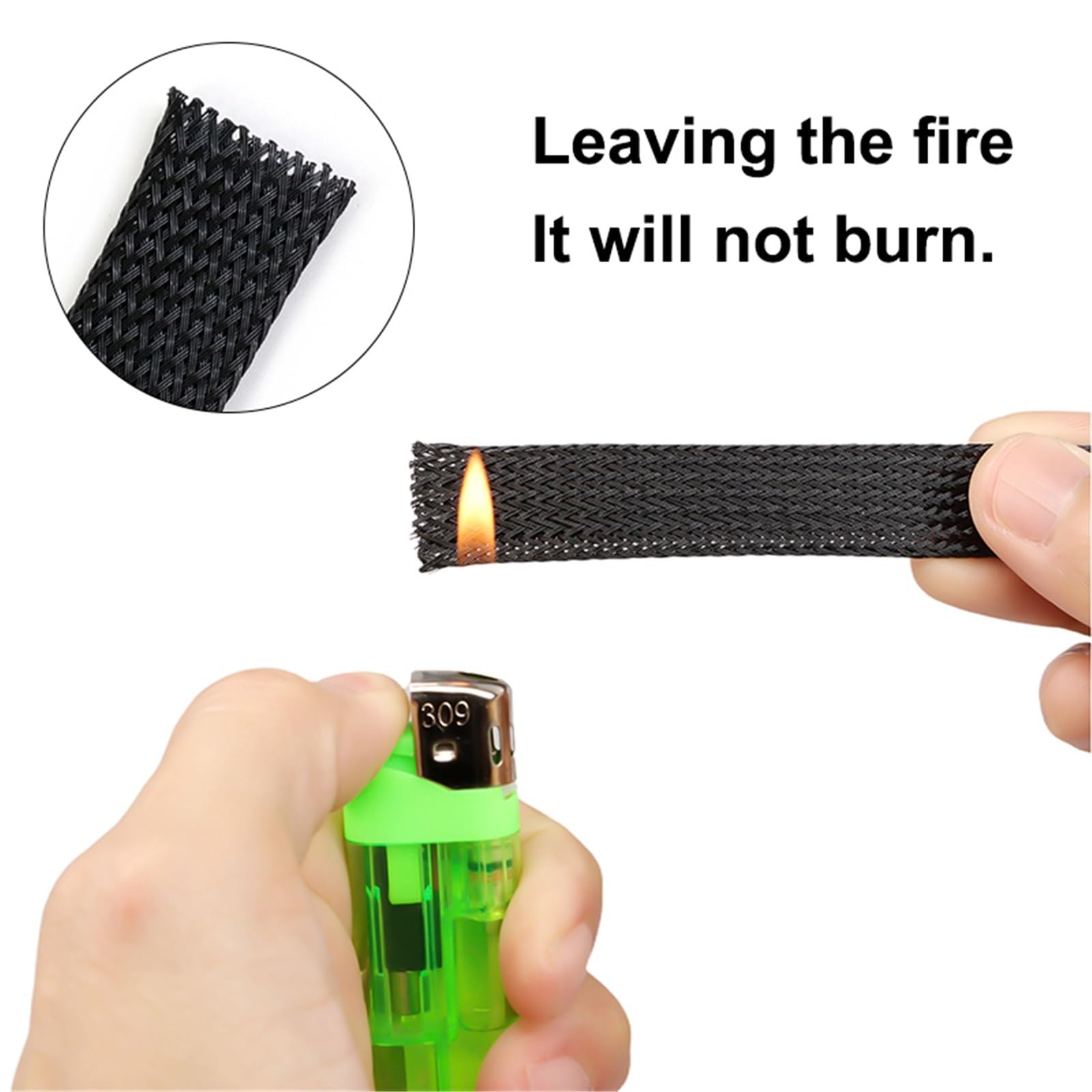 Funda Cables Electricos Funda Trenzada aislada, Funda de Alambre expandible Ajustada 2mm - 50mm, Tubo Malla Nailon ignífugo(A,30.0mm,10 Meters)