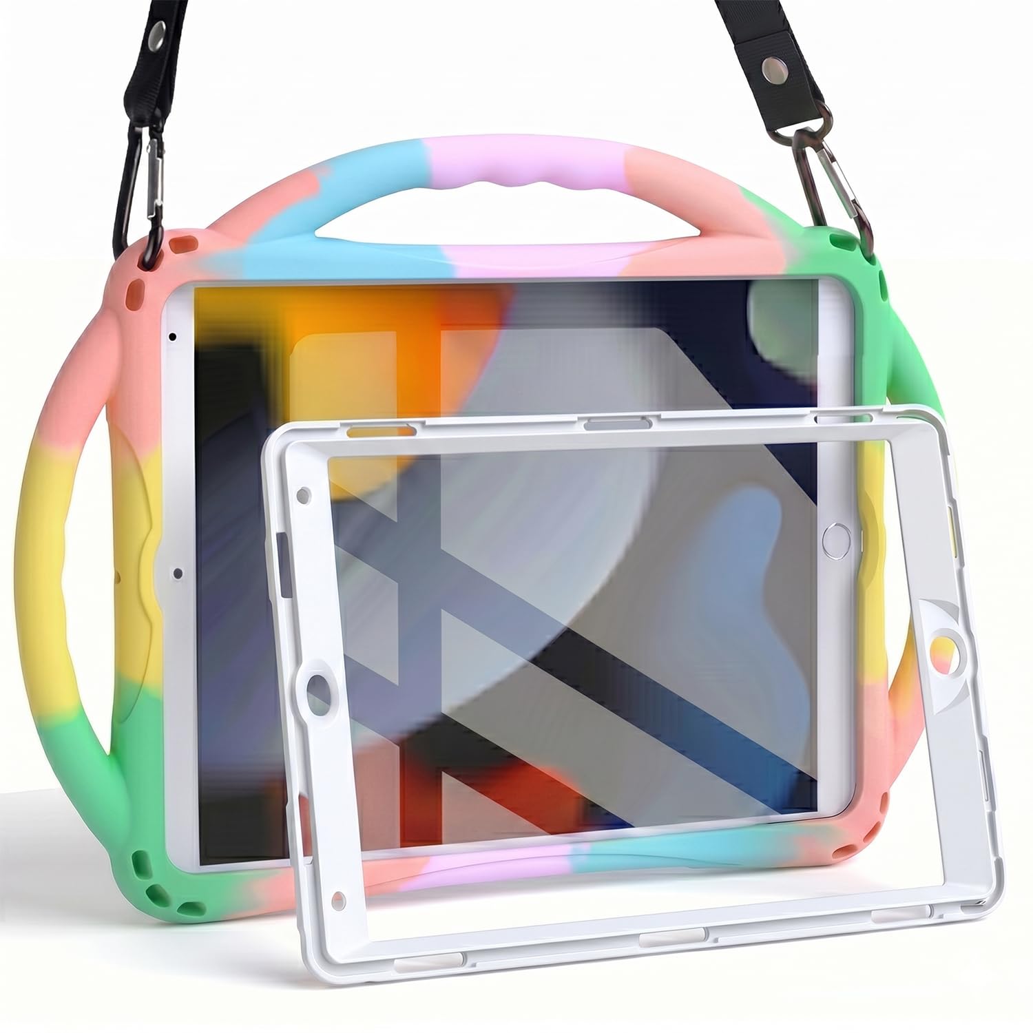 TOPESCT Kids iPad 9th/8th/7th Generation Case - Kids Friendly Silicone Case with Built-in Screen Protector Shockproof Grip Stand for iPad 9/8/7 Gen 10.2 inch