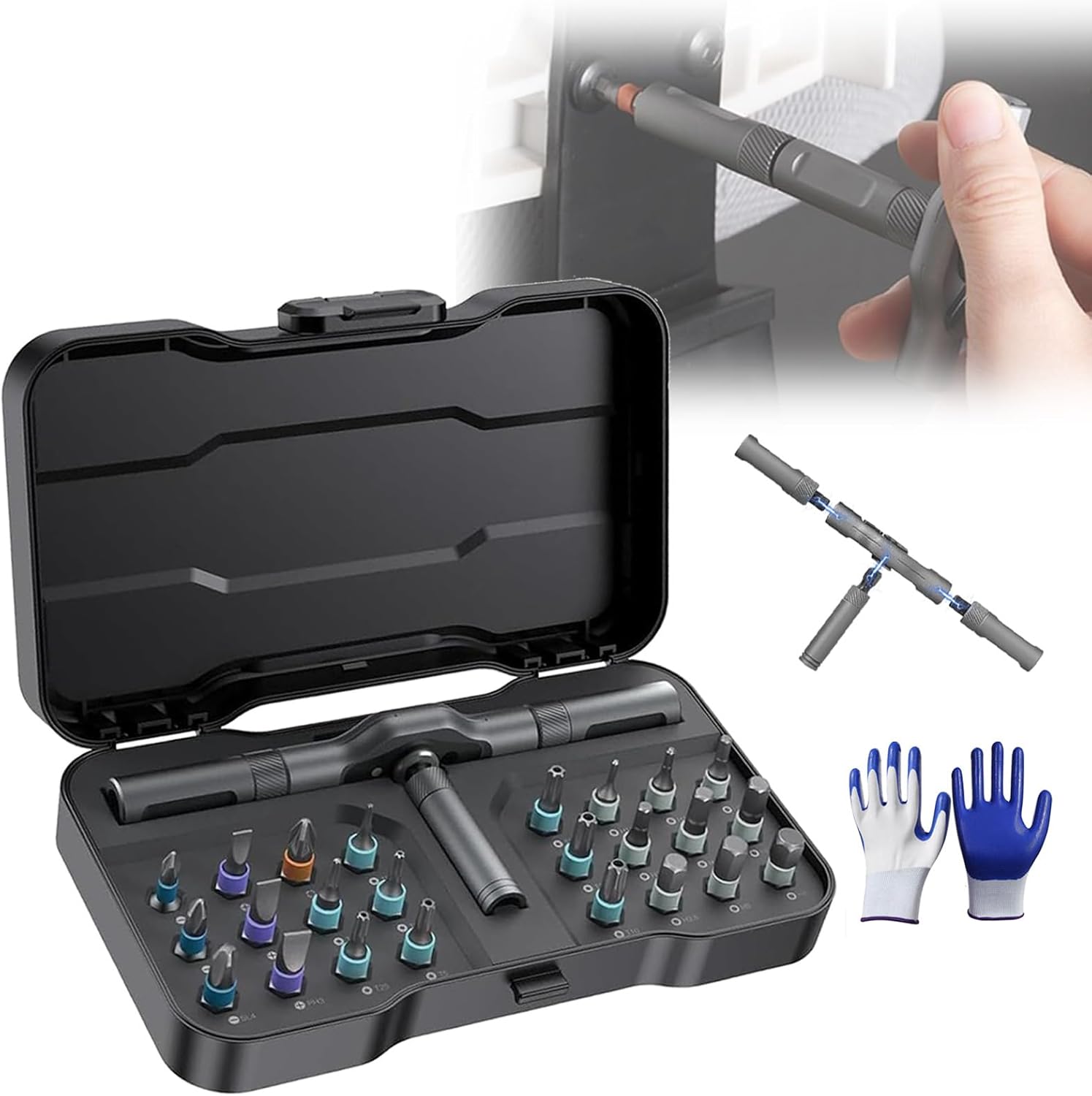 24 in 1 Magnetic Ratchet Screwdriver Set, DIY Ratchet Handle Detachable Versatile Toolkit, Multipurpose Mini Repair Tool Kit, Detachable Assembly T Handle for Watch Computer Electronics (1 Pc)