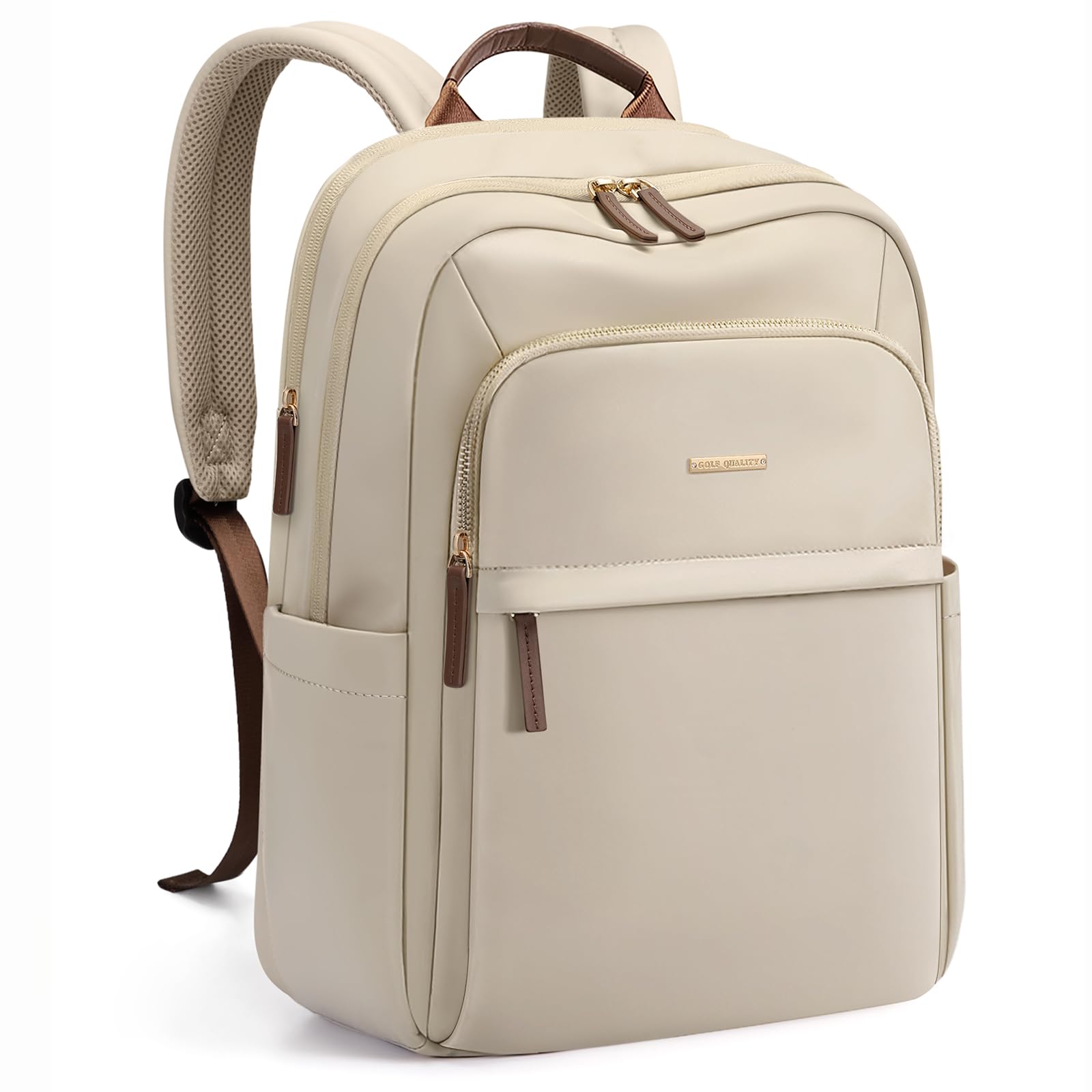 GOLF QUALITY Travel Backpack for Women Personal Carry On Bag Business Weekender Hiking Multilayer Laptop Bag,16 Inch,Apricot