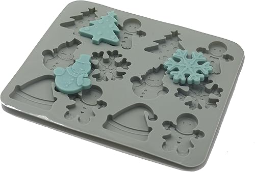 Miniatura 7 de X-Haibei Árbol de Navidad copo de nieve hombre de jengibre muñeco de nieve sombrero de regalo, molde de barra de jabón CP caramelo de chocolate