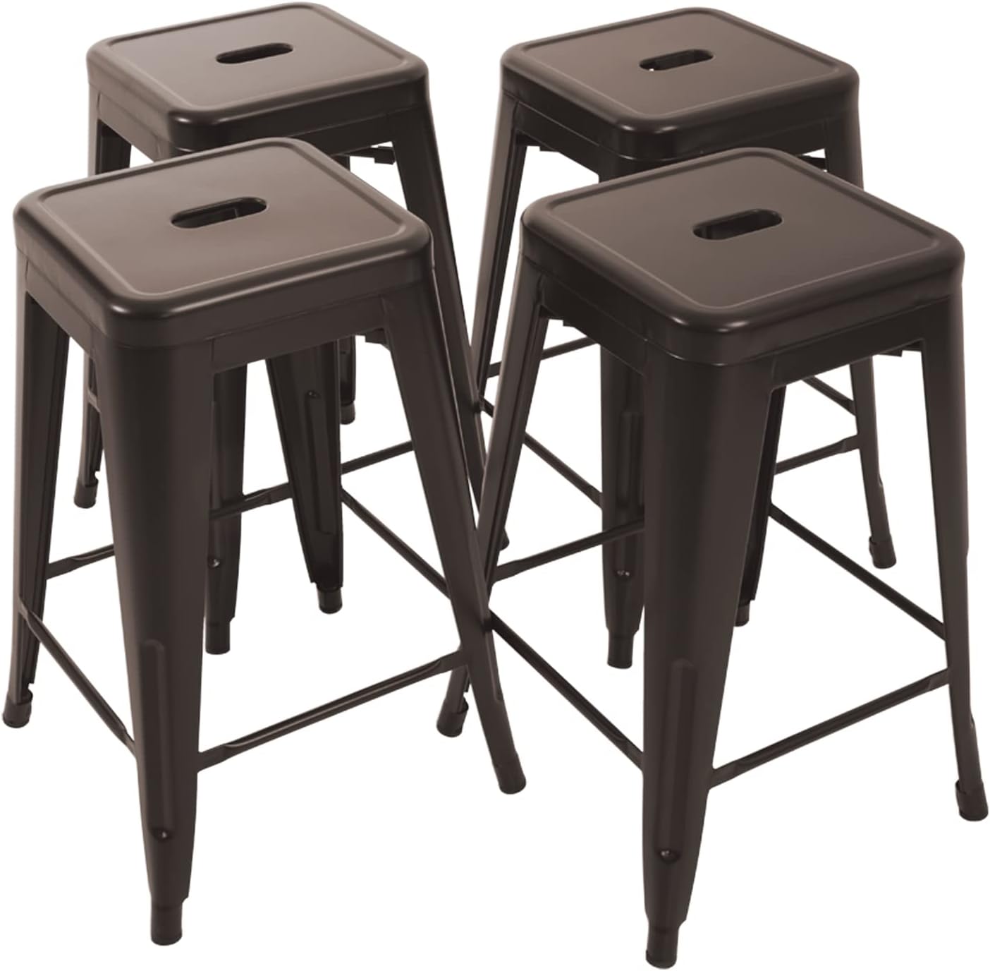 HCY Metal Bar Stools Set of 4 Counter Height Barstools 24