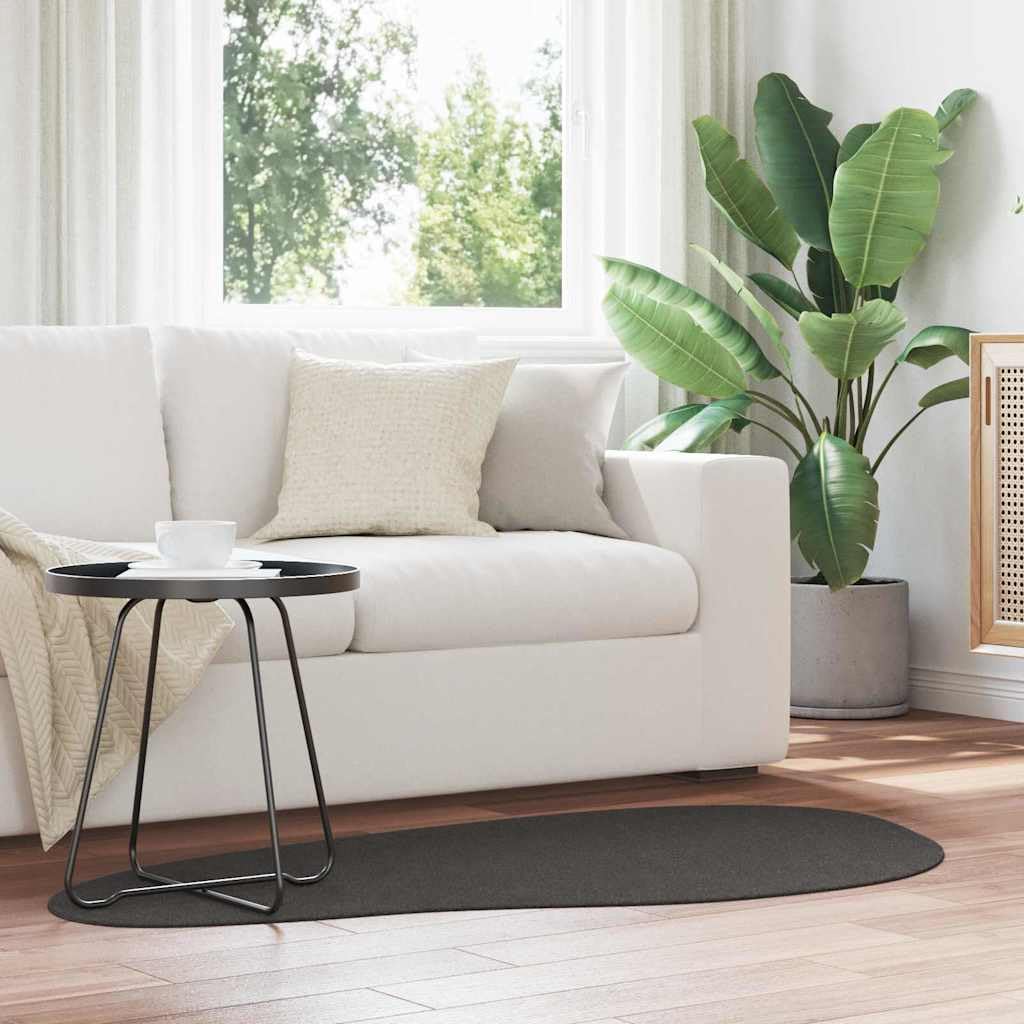 HUARTE – Alfombra gris antracita 80 x 150 cm – Alfombra tejida suave de poliéster para salón, dormitorio y pasillo – Antideslizante, lavable y plegable – Moderna pelo corto