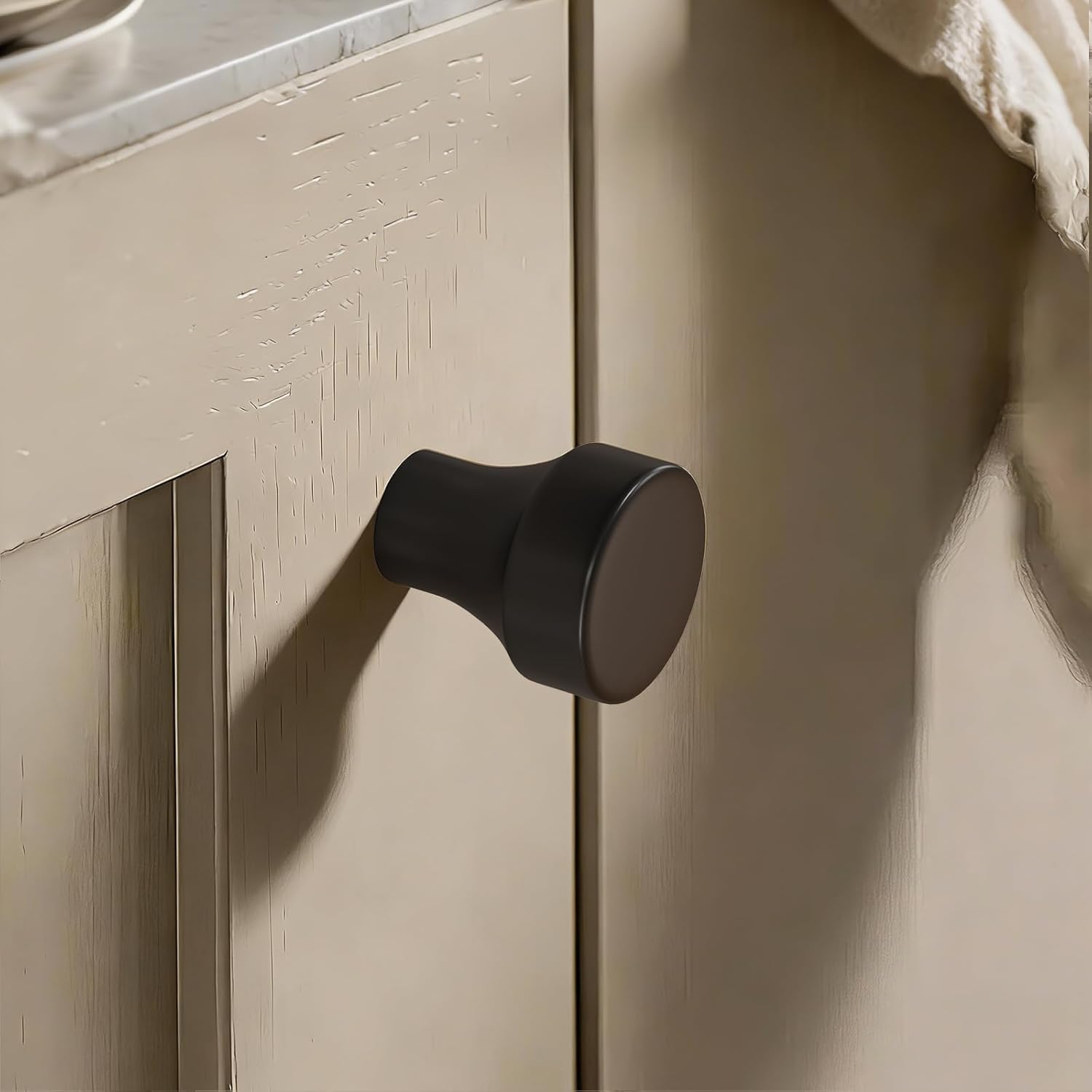 homdiy 10 Pack Black Cabinet Knobs 15/16 Inch Matte Black Round Aluminum Alloy Modern Dresser Knobs with Upgraded Screws for Kitchen Bathroom Cabinet Hardware