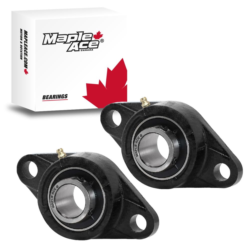 MAPLE ACE UCFL207-21 Flange Bearing 1-5/16" Bore, Oval 2-Bolt Self-Aligning, Solid Base, Heavy Duty (Qty 2)