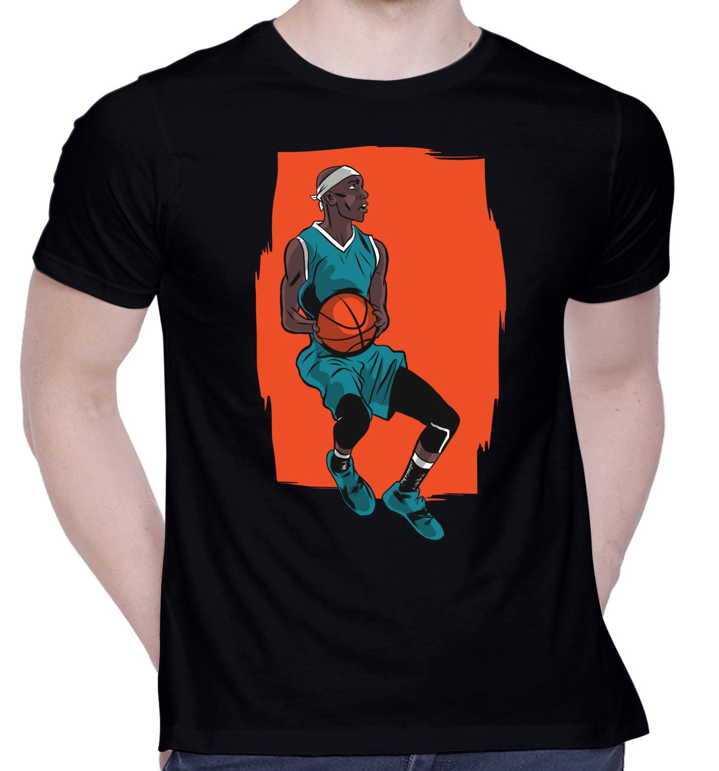 CreativiTGraphic Printed T-Shirt for Unisex Basketball-Player Tshirt | Casual Half Sleeve Round Neck T-Shirt | 100% Cotton | D00511-96