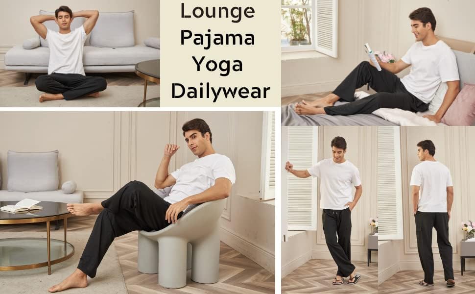 Image of Deyeek Men's Fleece Lined Sweatpants Open Bottom Straight Leg Sweat Pants for Mens Loose Fit Joggers Sweatpants with Pockets